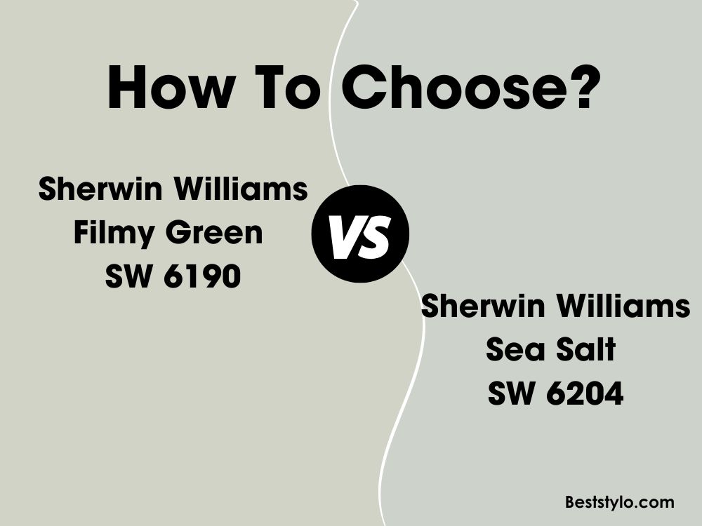 Sherwin Williams Filmy Green SW 6190 vs Sea Salt SW 6204