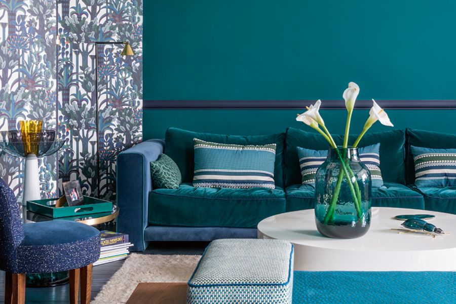 Teal Blue Living Rooms